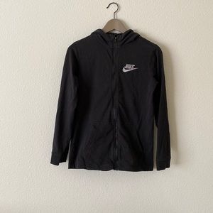 Nike full zip hoodie long sleeves black sporty athletic